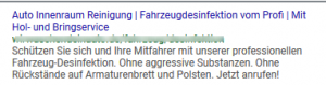 Beispiel Google Ads Anzeige -Fahrzeugaufbereiter